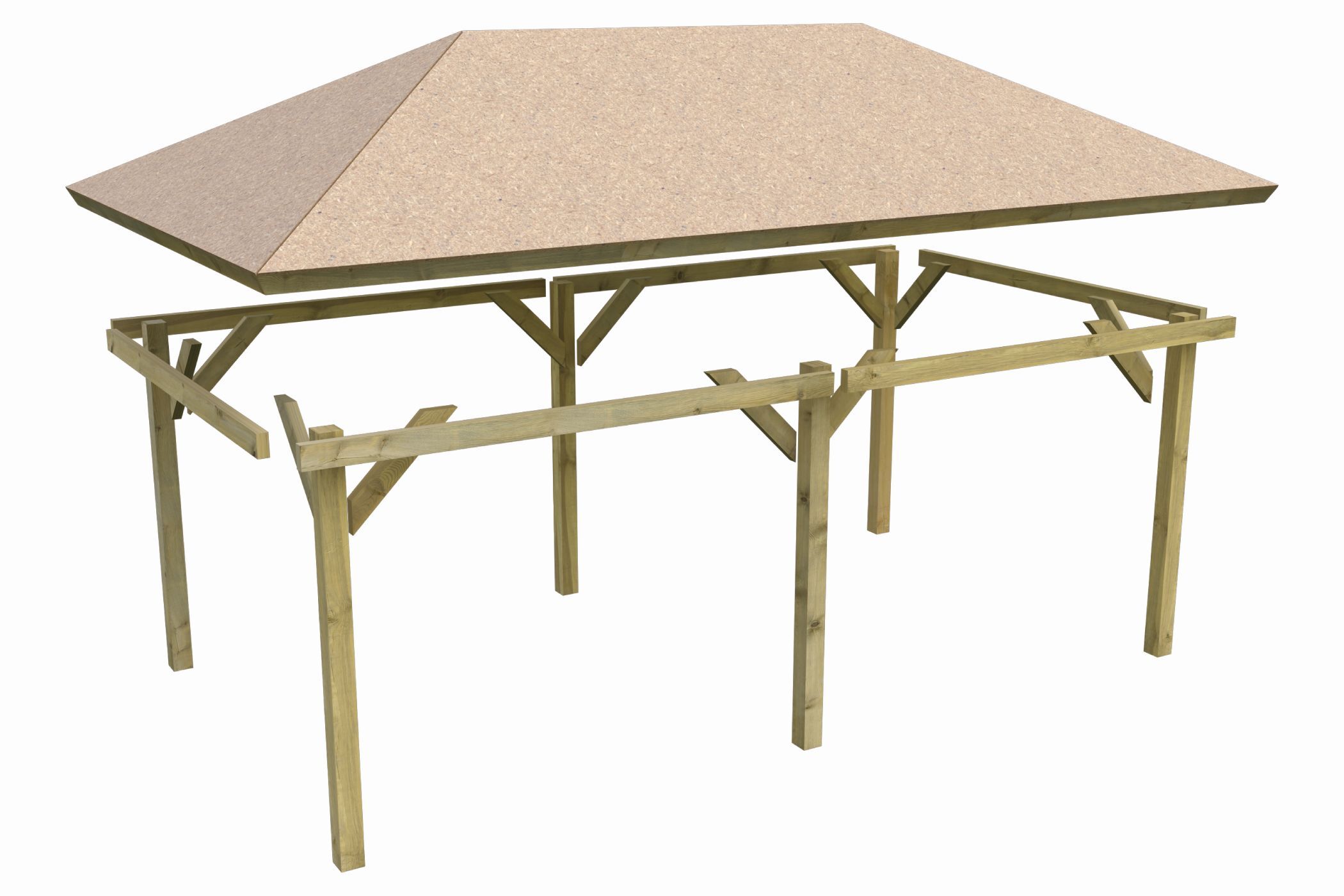 Pavillon Bergen 2 mit Dachschindeln Rechteck grün / Lagerabverkauf