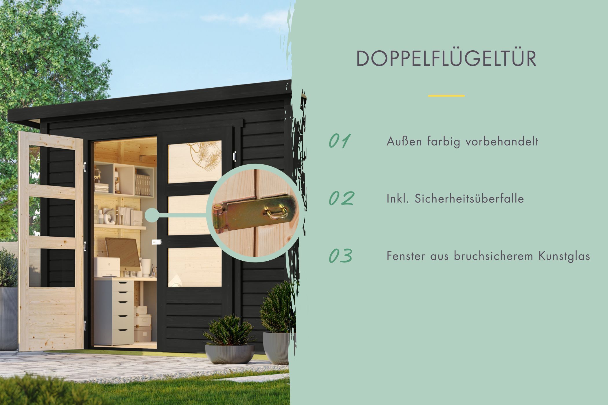 Gartenhaus Stockach 5 schwarz / Lagerabverkauf