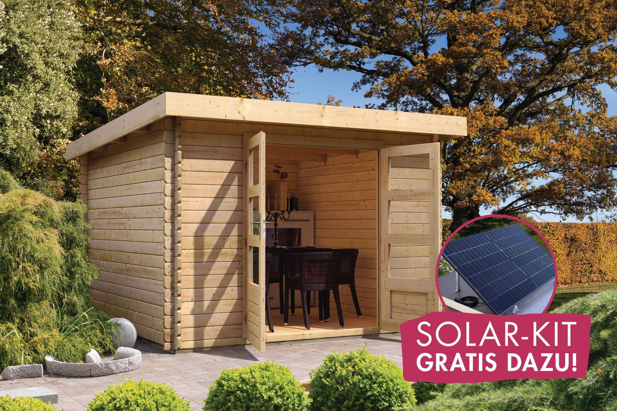 Gartenhaus Bastrup 3 mit SOLAR-KIT