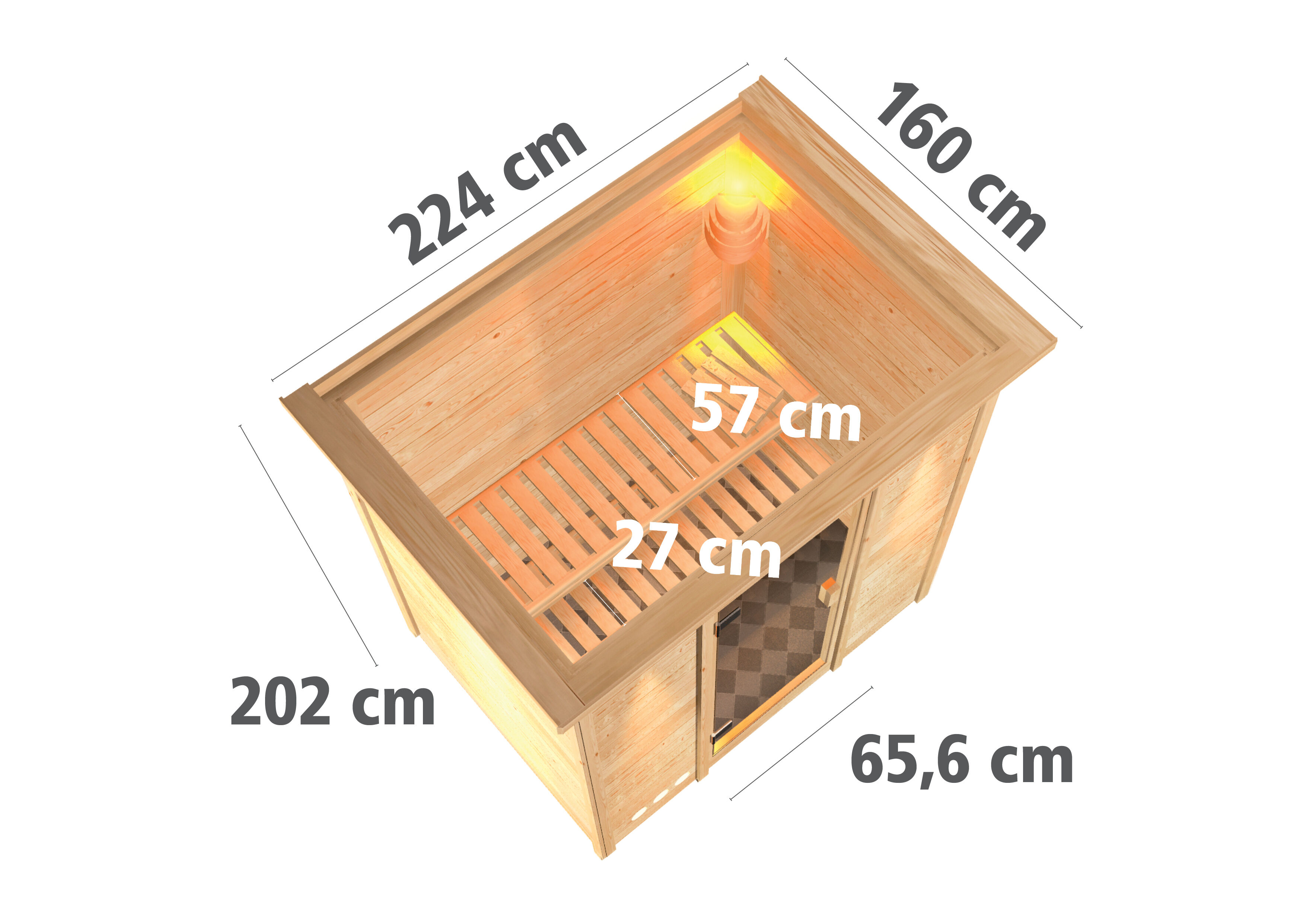 Sauna Sonja inkl. 9kW Ofen finnisch und Dachkranz / Lagerabverkauf
