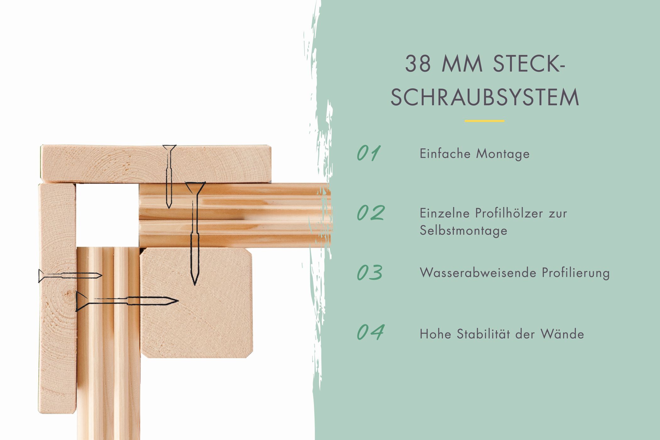 Gartenhaus Radeburg 3 naturbelassen mit 3,3 Meter Anbaudach / Lagerabverkauf