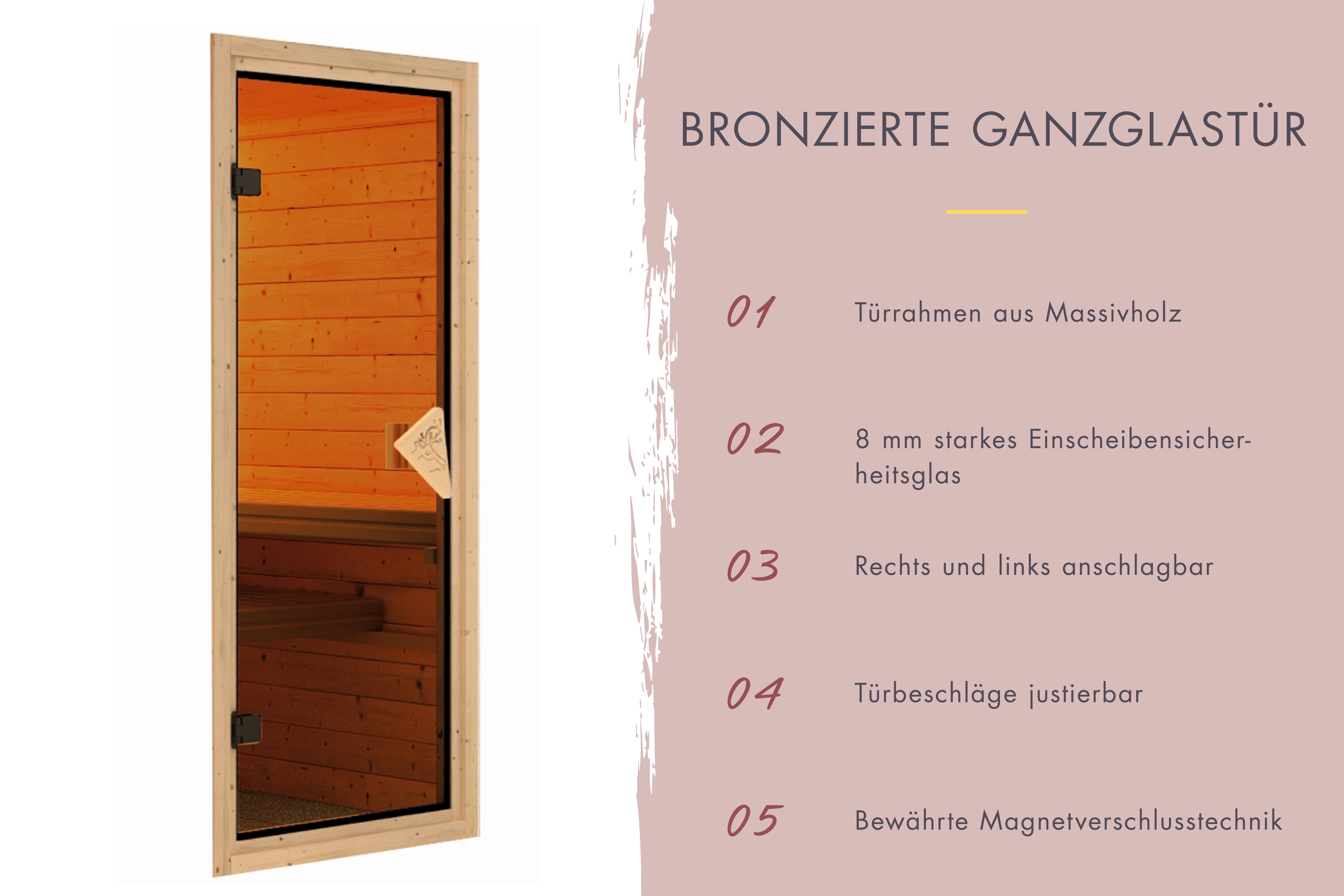 Karibu Sauna Bronzierte Tür