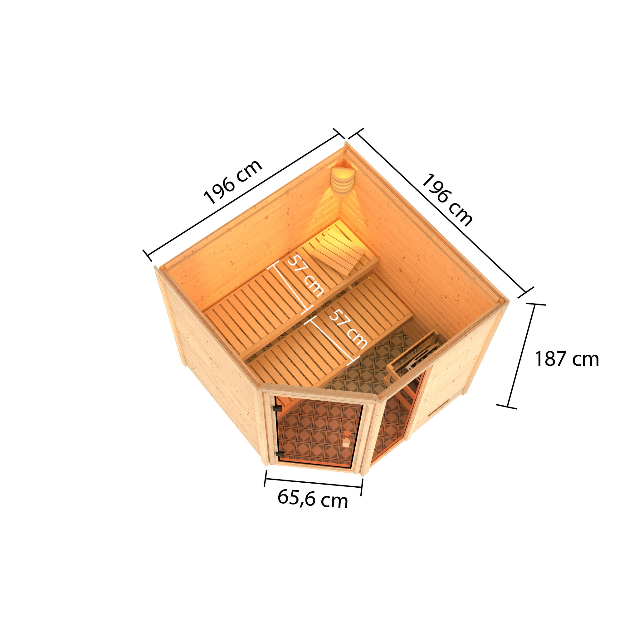 Sauna Valida 4 Eckeinstieg mit Fenster