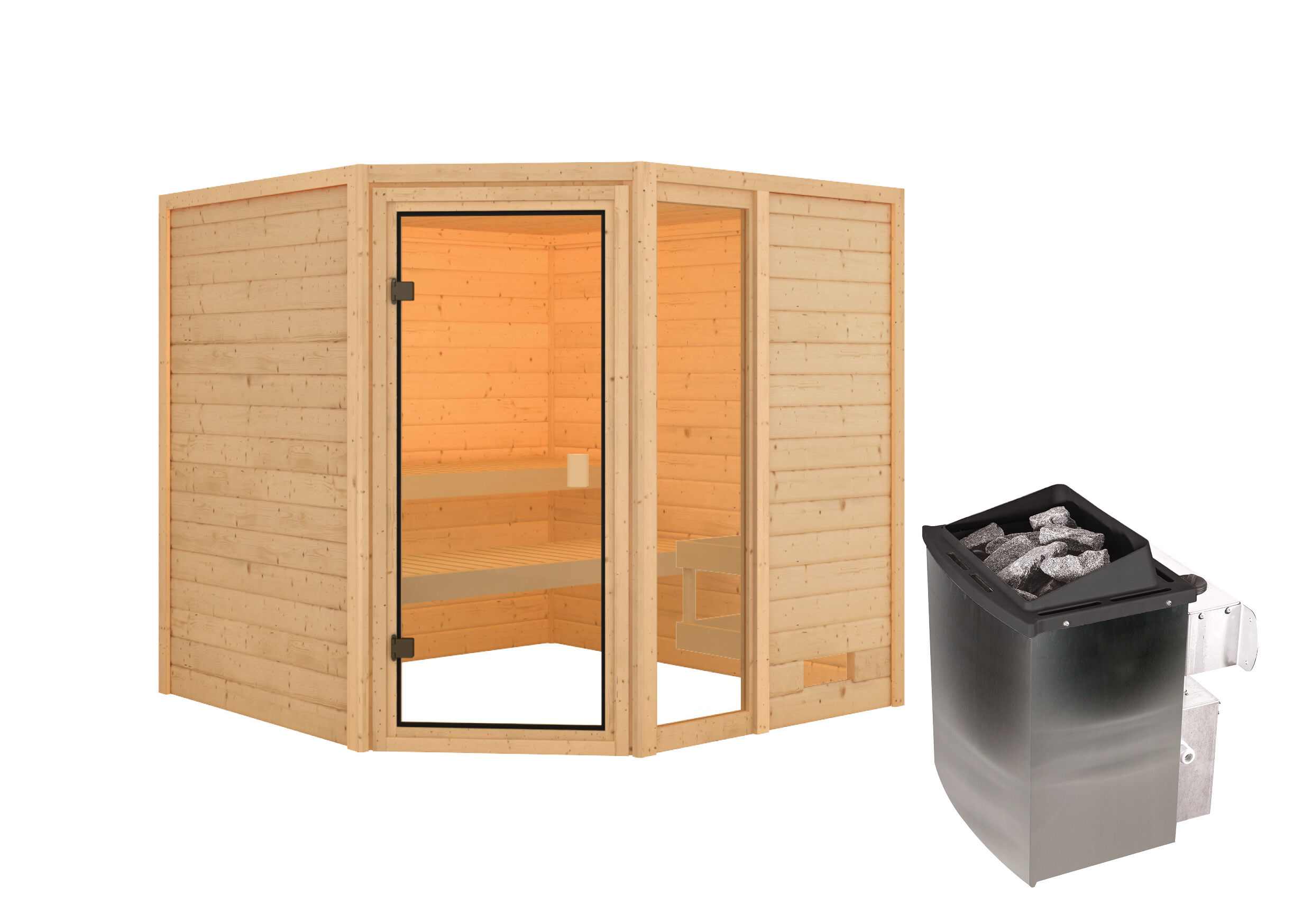 Sauna Valida 4 Eckeinstieg mit Fenster