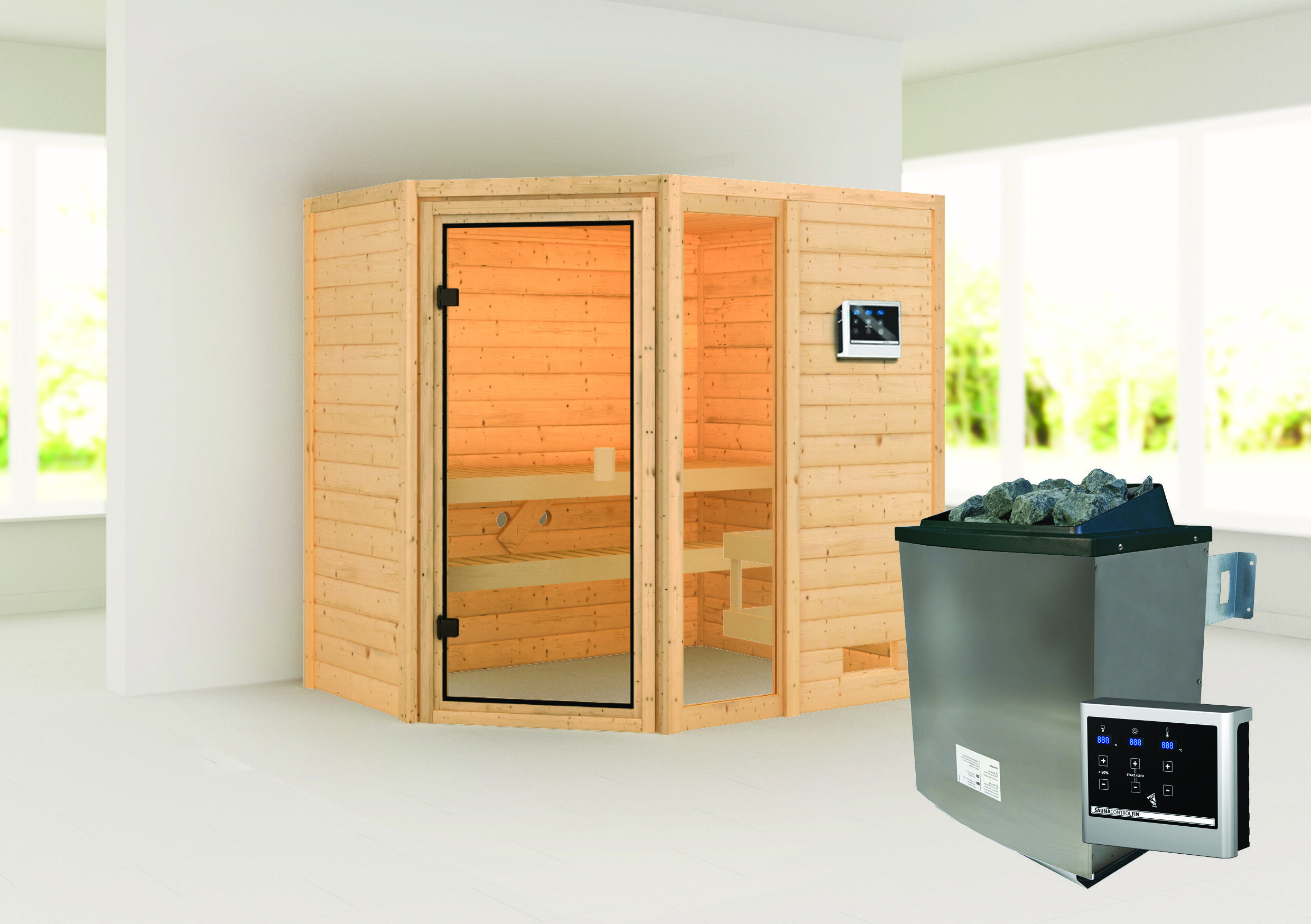 Sauna Valida 2 Eckeinstieg mit Fenster
