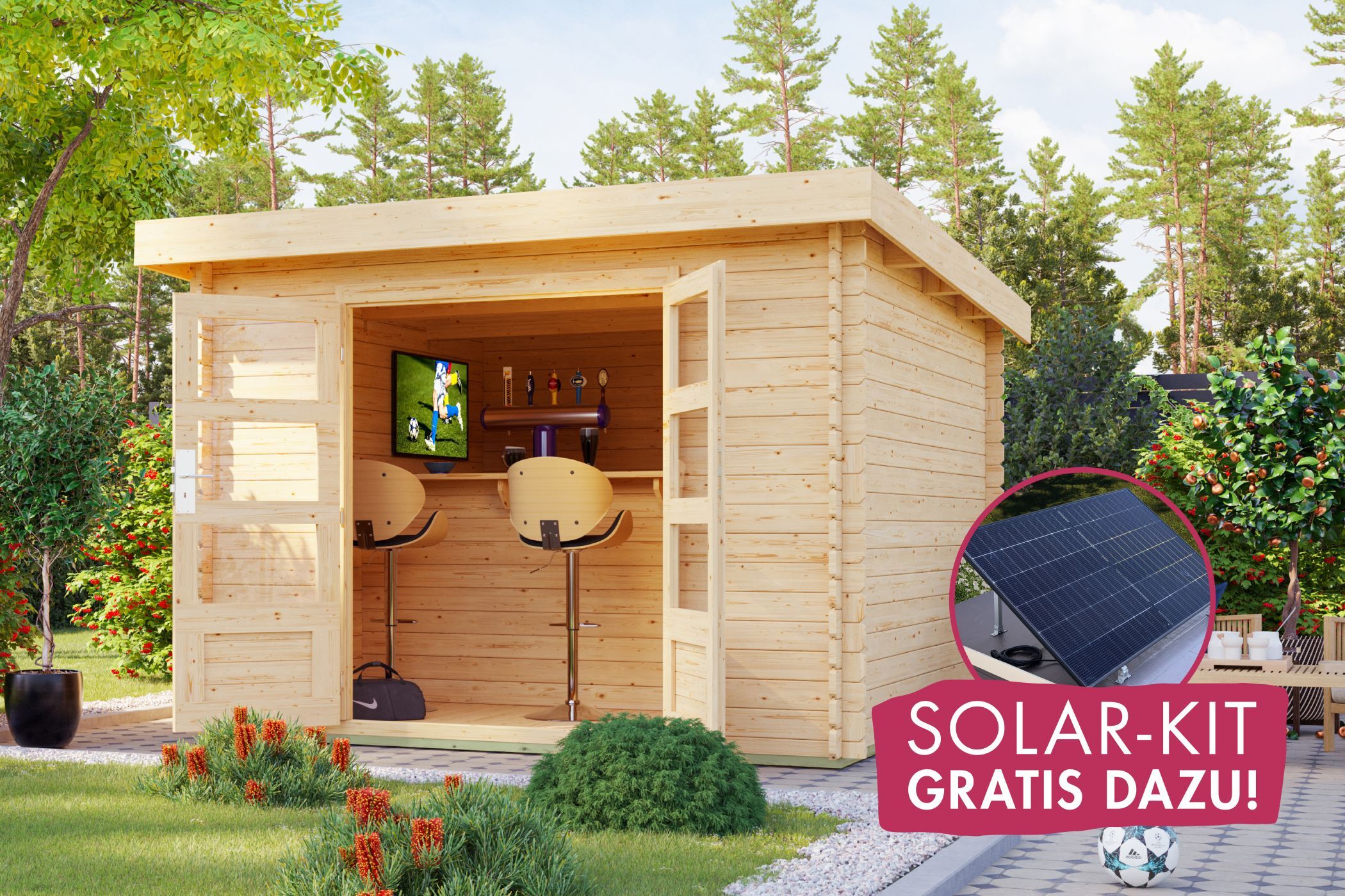 Gartenhaus Bastrup 5 mit SOLAR-KIT