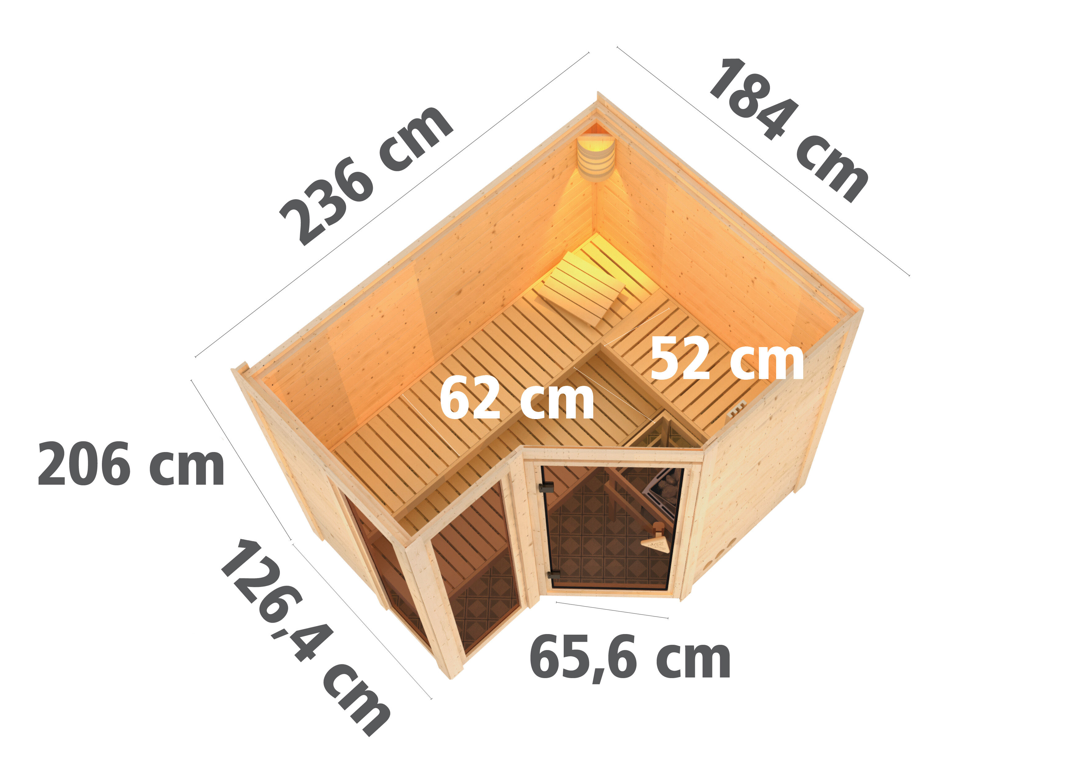 Sauna Alisa im Sparset / 9kW Bio-Ofen mit HUUM Wifi Steuerung