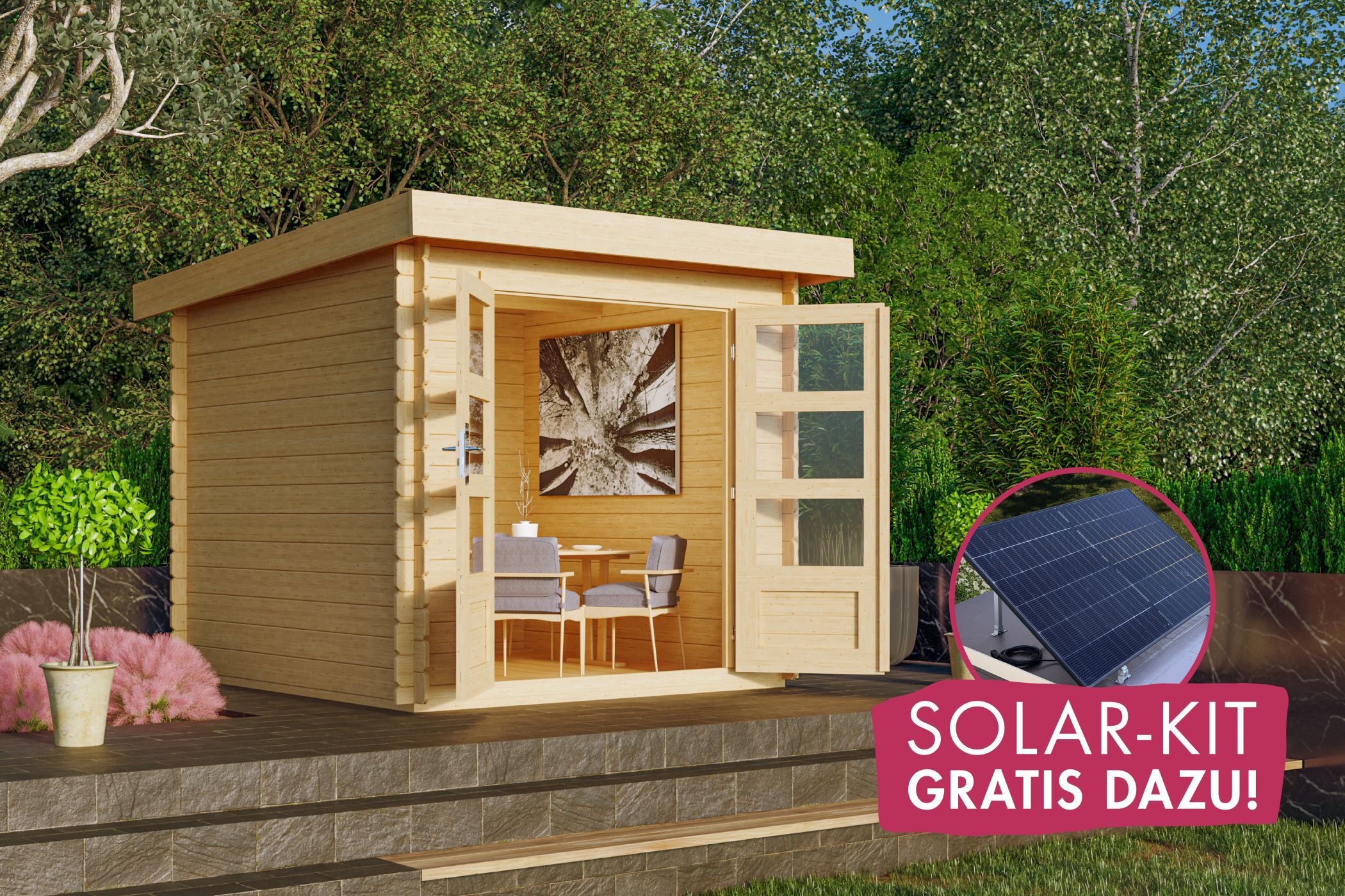 Gartenhaus Bastrup 2 mit SOLAR-KIT