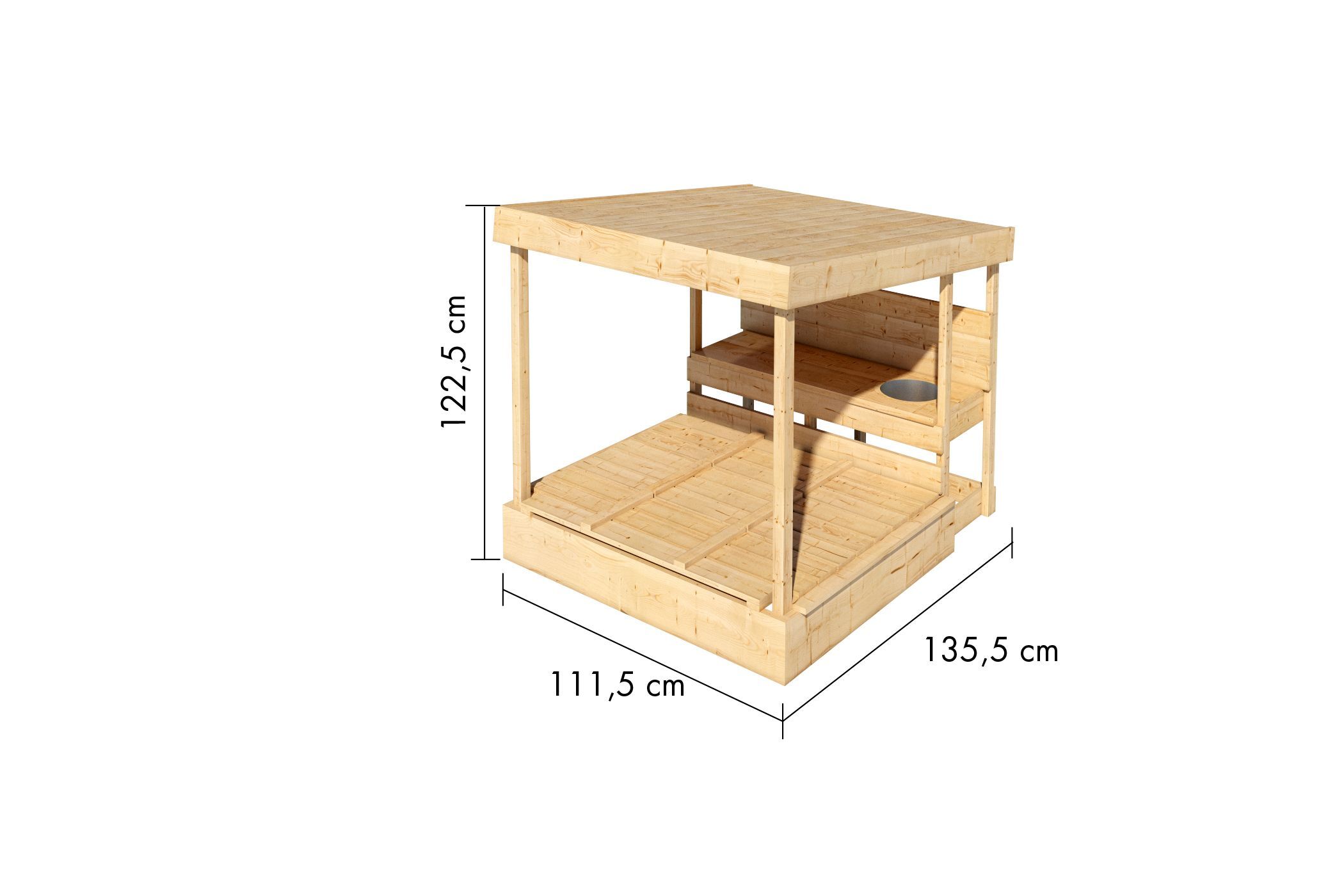 Sandkasten Max mit Dach und Matschküche