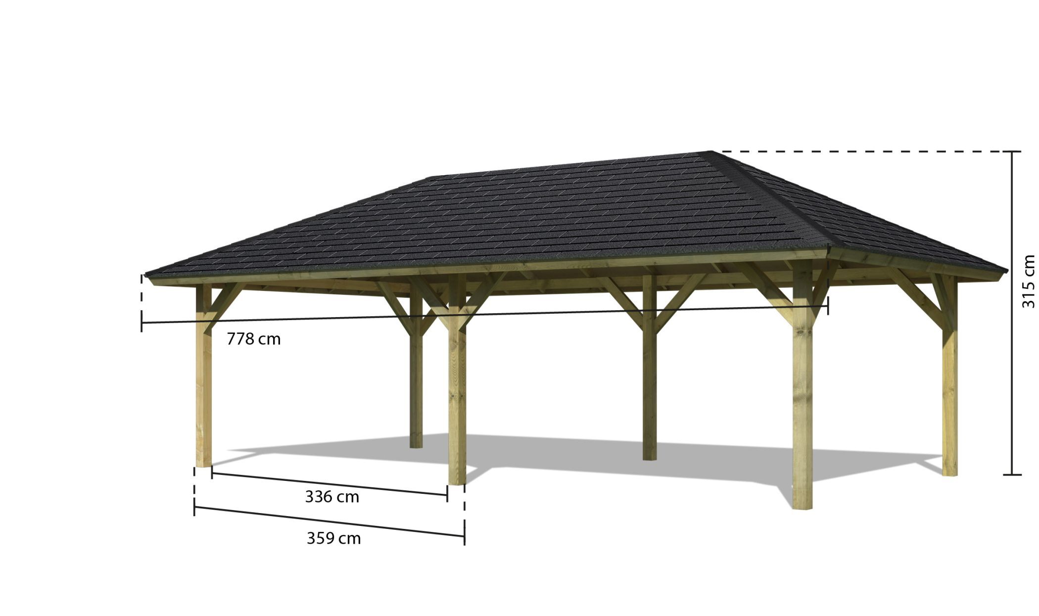 Pavillon Holm 2 mit Dachschindeln Rechteck schwarz / Lagerabverkauf