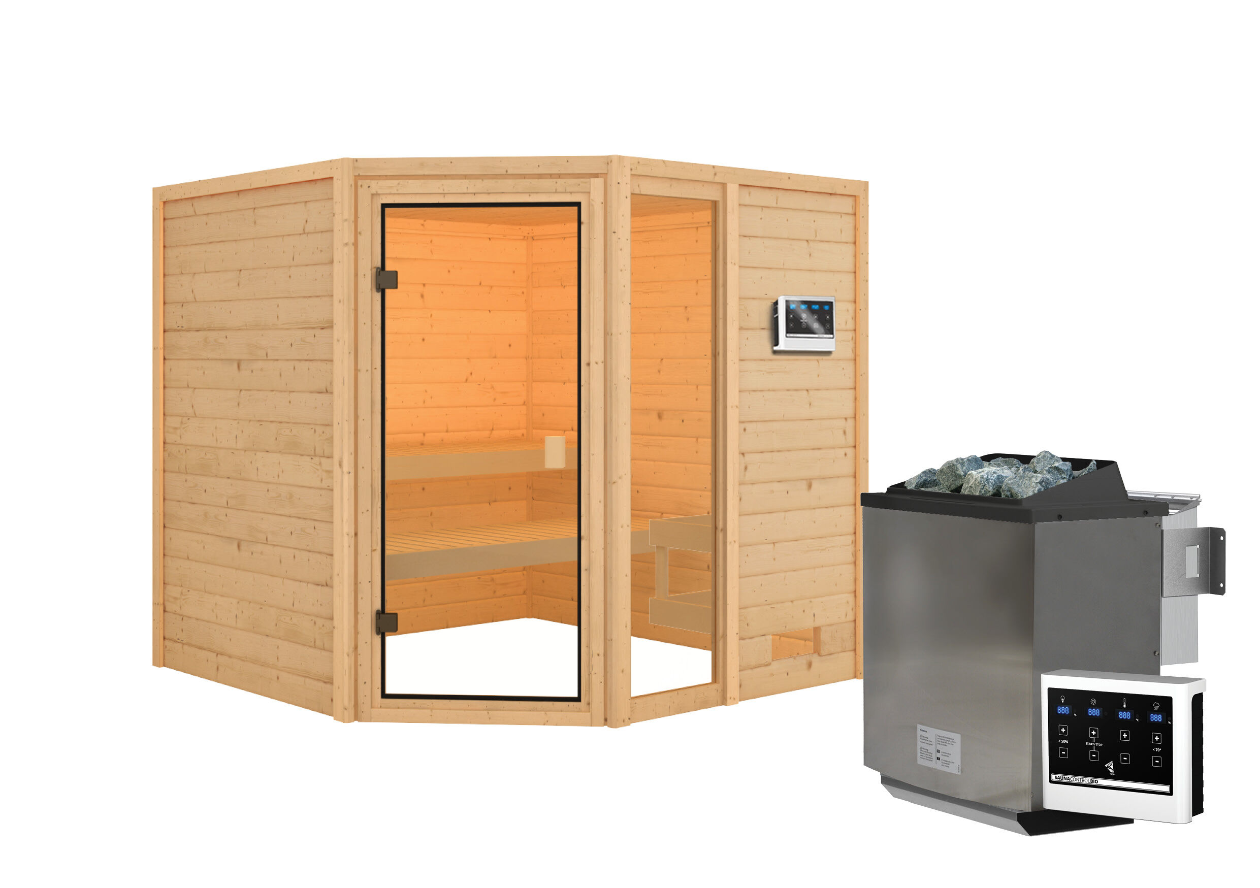 Sauna Valida 4 Eckeinstieg mit Fenster