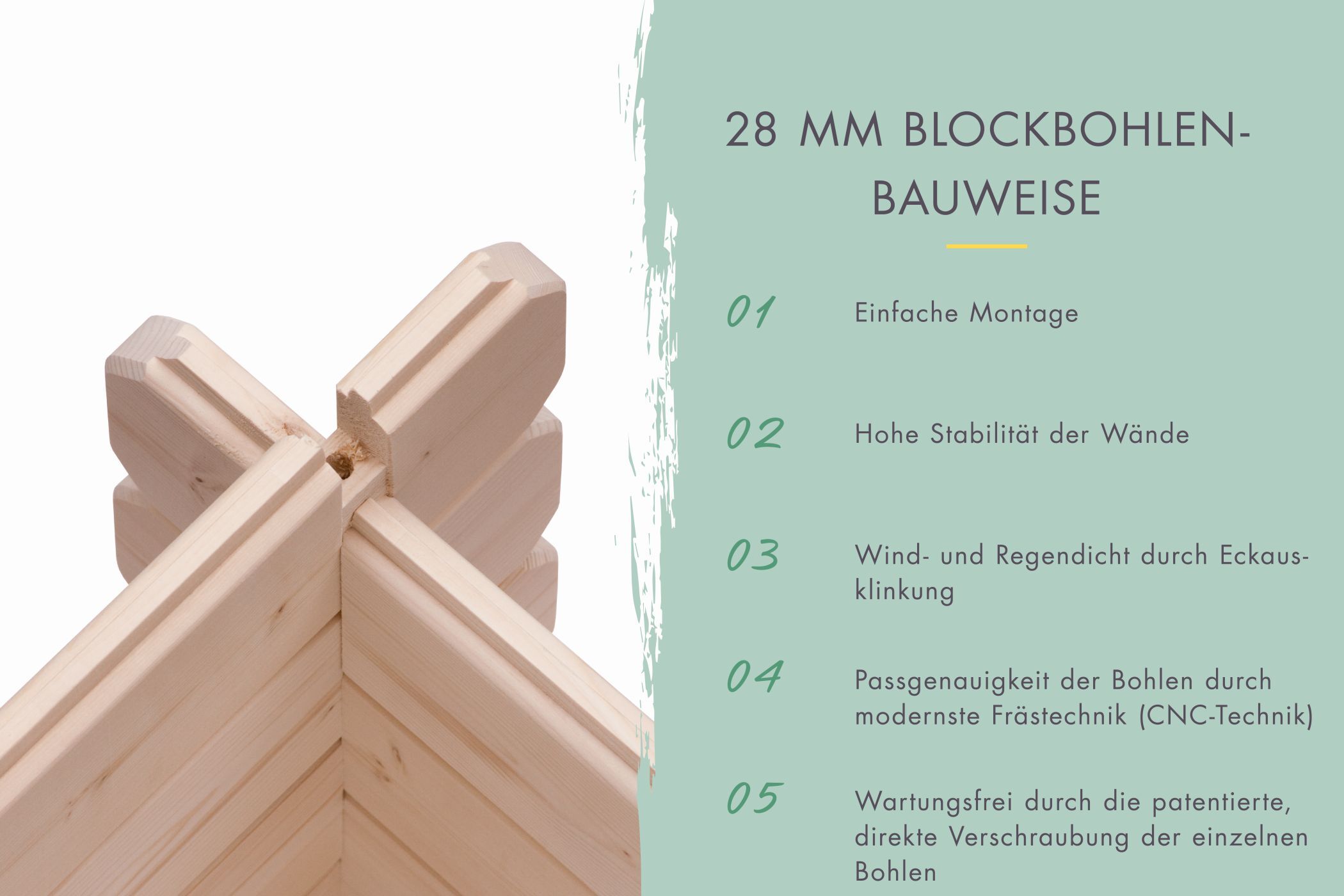 Gartenhaus Bastrup 3 (300 kg Schneelast) naturbelassen mit 3,2 m Anbaudach und Rückwand / Lagerabverkauf