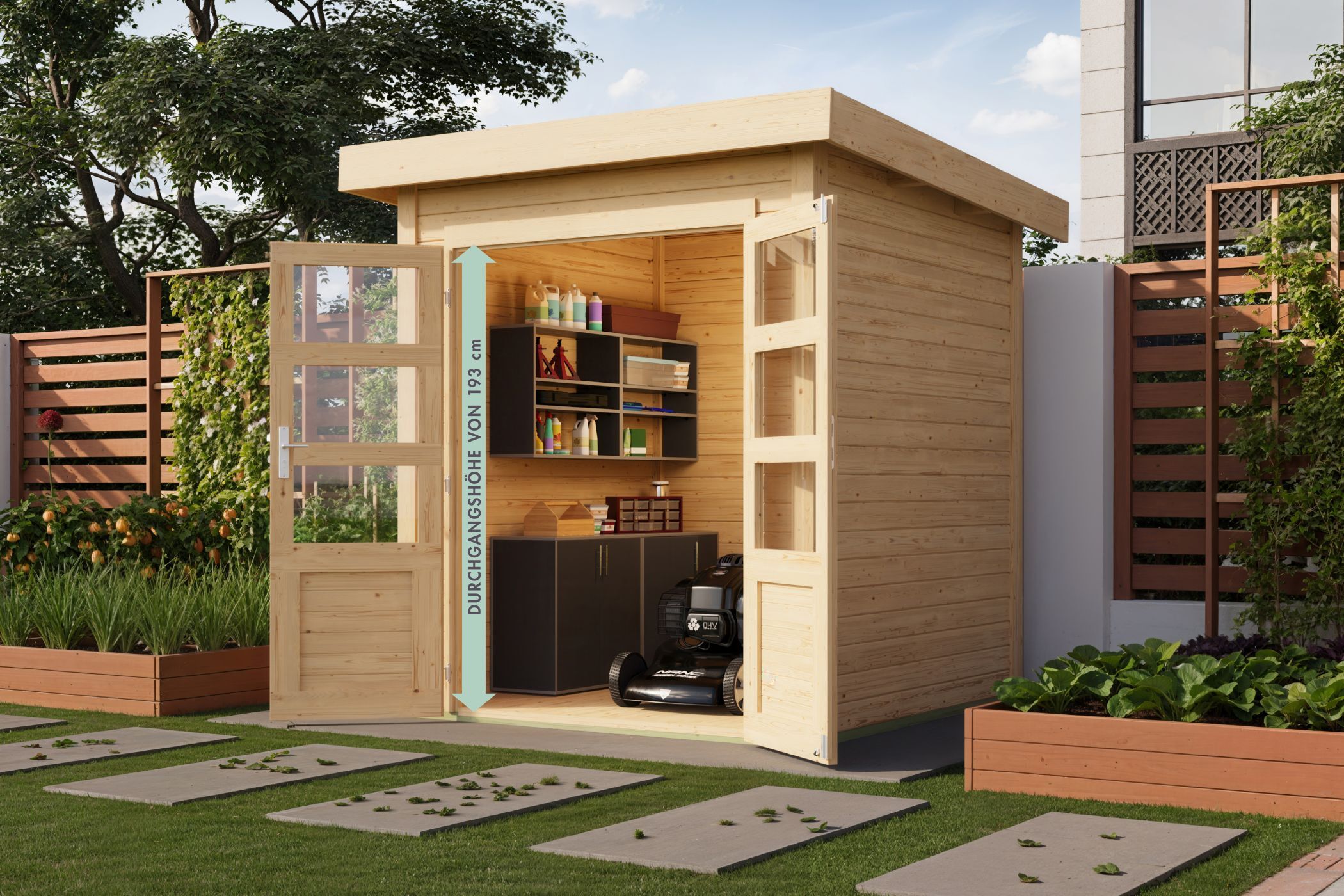 Gartenhaus Kolbin 1 XXL (Extra hohe Tür)