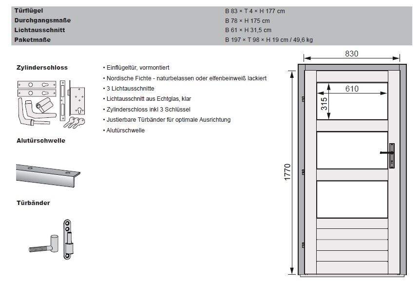 Türpaket Außensauna Modern