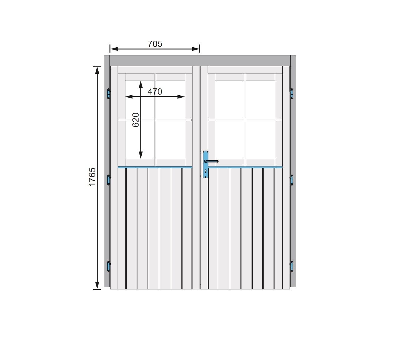 Doppelflügeltür Gartenhaustür 28mm elfenbeinweis / Lagerabverkauf