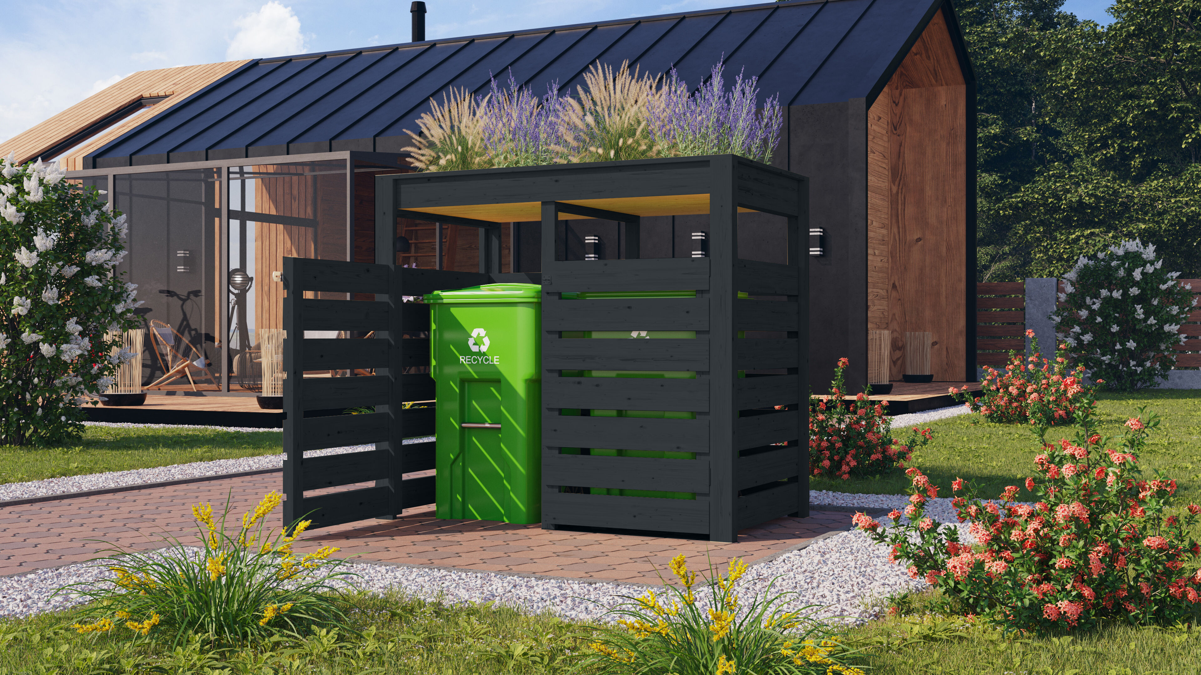 Mülltonnenbox 1 anthrazit lackiert / Lagerabverkauf