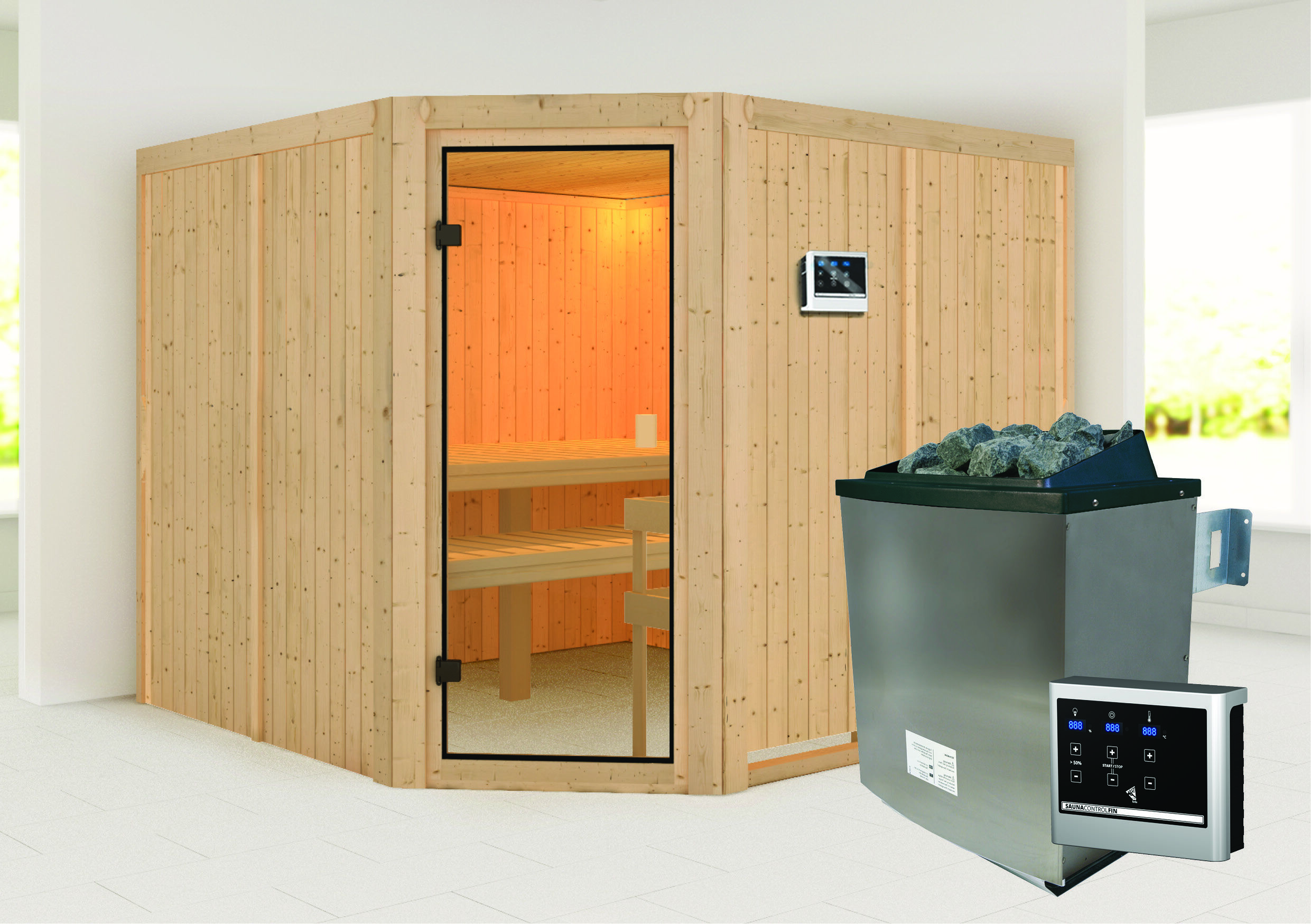 Sauna Ystad inkl.  9kW Ofen finnisch / Lagerabverkauf