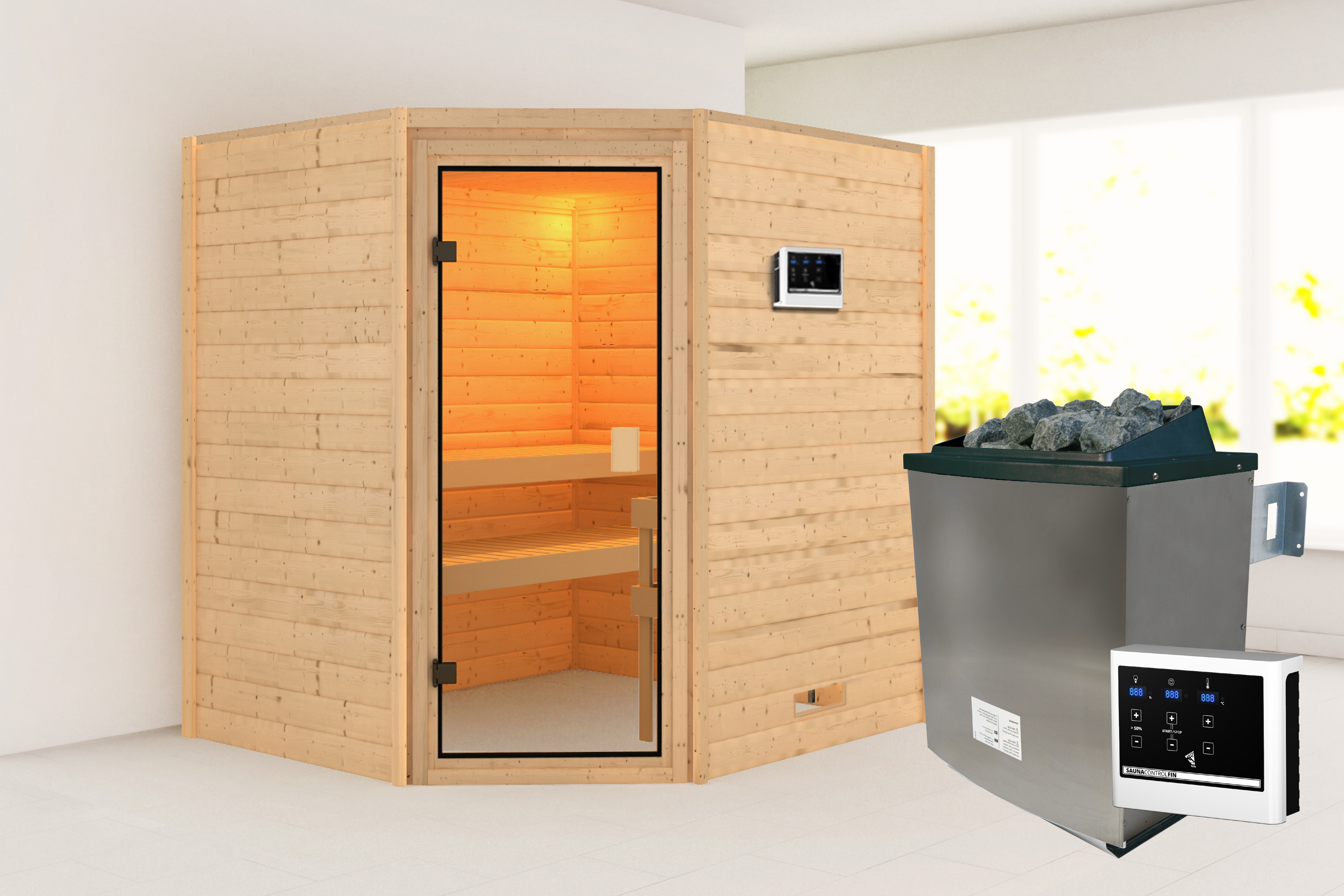 Sauna Elenia inkl. 9kW Ofen finnisch / Sondermodell