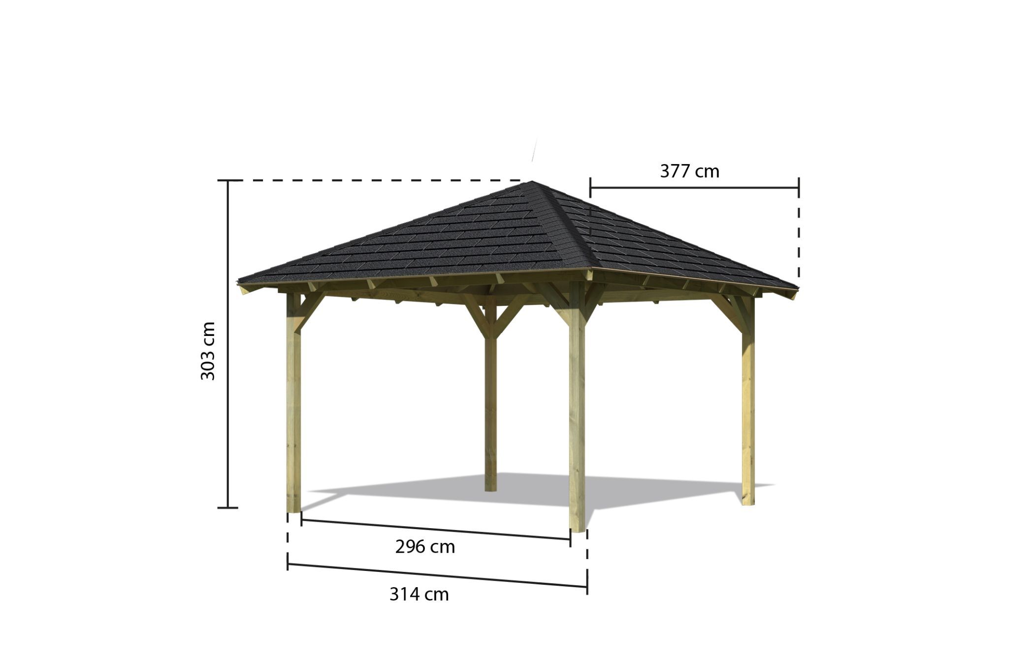 Pavillon Granada mit Dachschindeln Rechteck schwarz / Lagerabverkauf