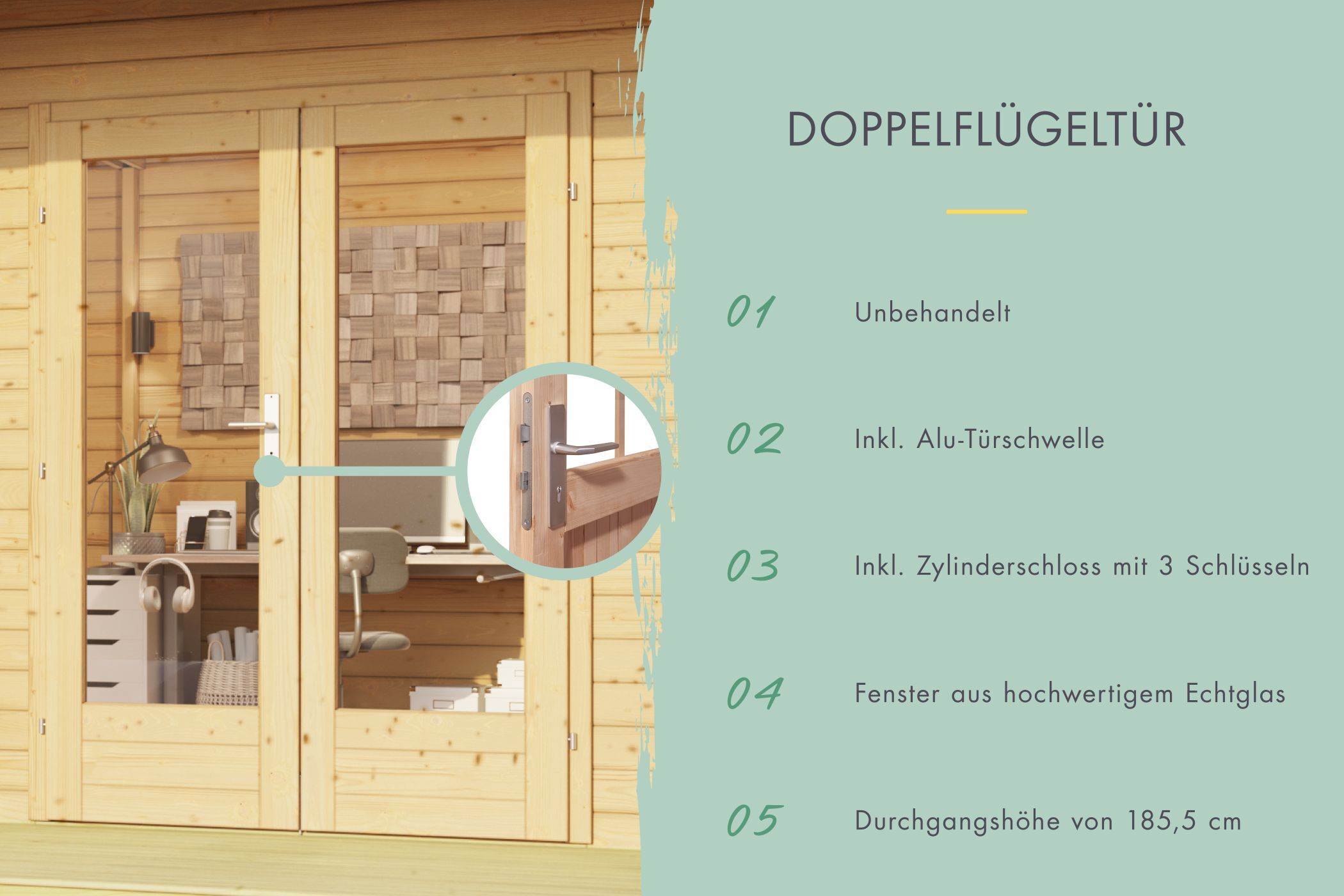Gartenhaus Radeburg 3 naturbelassen mit 3,3 Meter Anbaudach / Lagerabverkauf