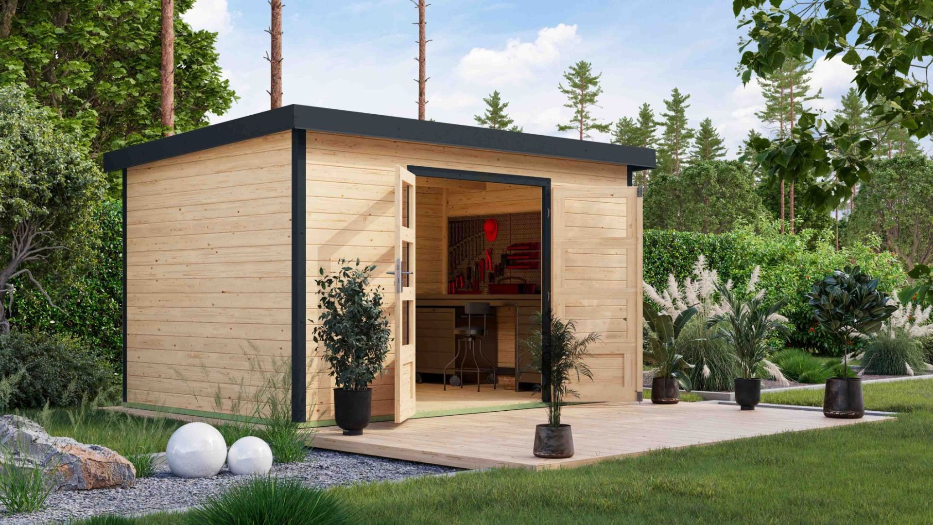 Hybridgartenhaus Holz/Metall bei Karibu im Onlineshop entdecken!